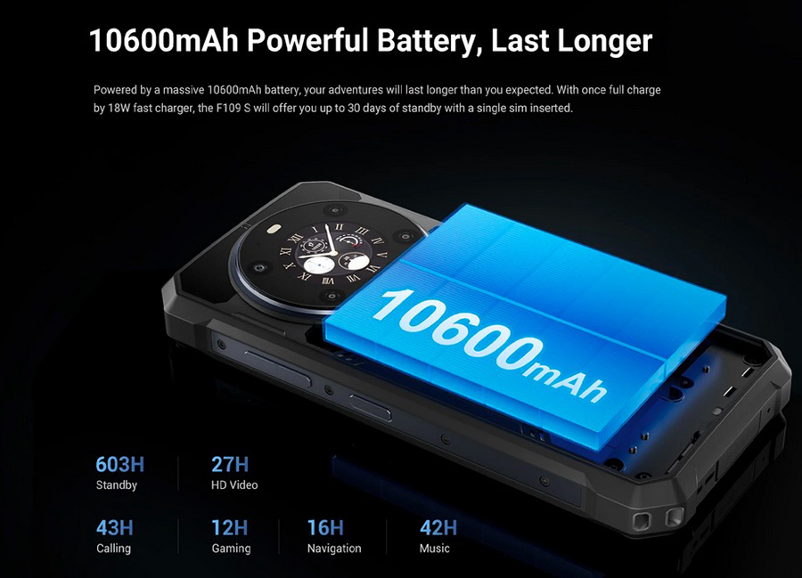 Fossibot F109S прочный смартфон с быстрой зарядкой 18 Вт