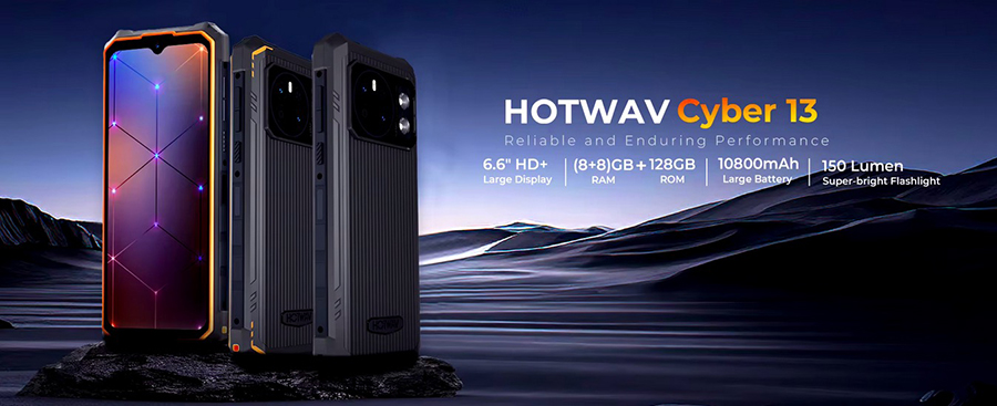 HOTWAV Cyber 13 Orange Reliable and Enduring Performance 6.6" HD+ Large Display | 16(8+8)GB RAM + 128GB ROM 10800mAh Large Battery | 150 Lumen Super-bright Flashlight