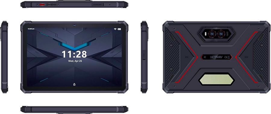 HOTWAV R9 Pro Red Rugged Tablet Android 14, 20080mAh 11 Inch FHD+ 20GB+256GB/(2TB TF) Waterproof Tablet PC, 64MP+16MP Camera Octa-Core IP68&IP69K/Dual SIM 4G/5G WiFi/Face ID/GPS/OTG (Black)