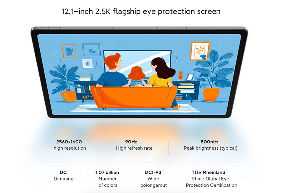 Lenovo Xiaoxin Pad 12.1 2025 большой планшет с дисплеем 90Hz и Android 15