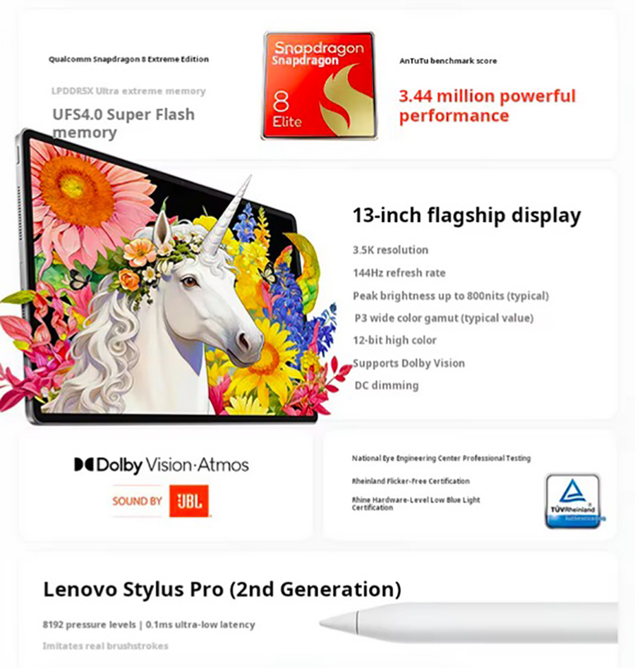 Экран 3.5K и процессор Snapdragon 8 Elite в Lenovo Xiaoxin Pad Pro GT13 12/256GB Grey