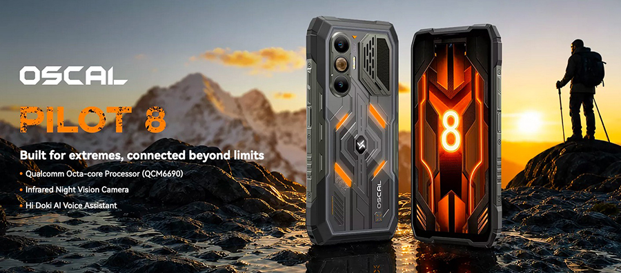 Защищенный смартфон Oscal Pilot 8 Black в противоударном корпусе с камерой ночного видения