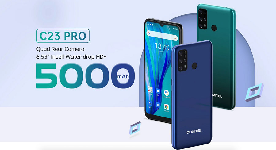 Oukitel C23 Pro 4/64Gb Black есть функция распознавания лиц и сканер отпечатков пальцев на тыльной стороне.