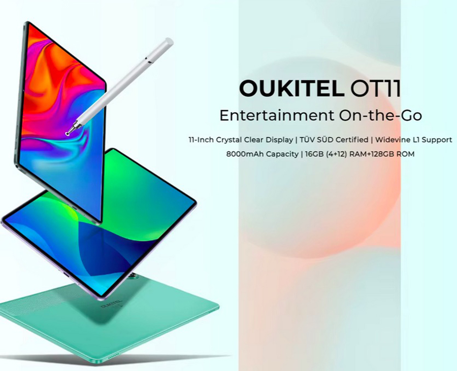 Oukitel OT11 SmartTablet 11-inch 2K Display TÜV SÜD Certified 8000mAh Battery Android 14(16GB+128GB)