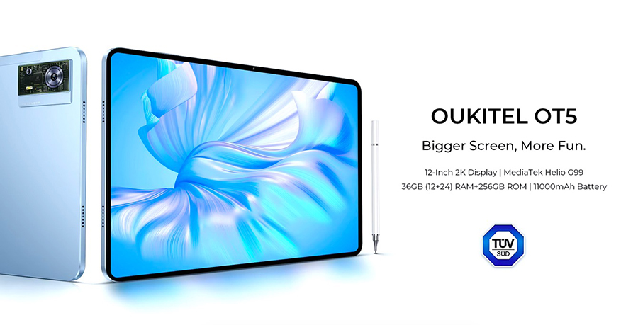 Oukitel OT5 Tablet 12" FHD+ 12GB+256GB 11000mAh Android 13 Tablets 16MP Camera MTK Helio G99 Tablet Pad