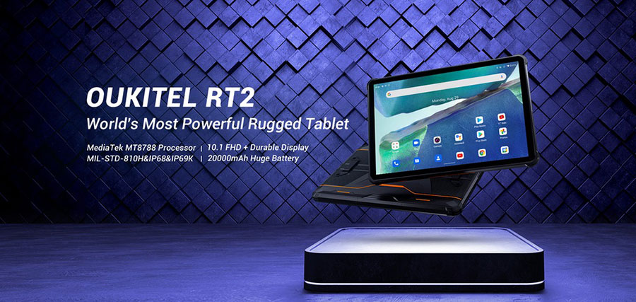 Защищенный и противоударный планшет Oukitel RT2 8/128Gb Black с аккумулятором на 20000 мАч