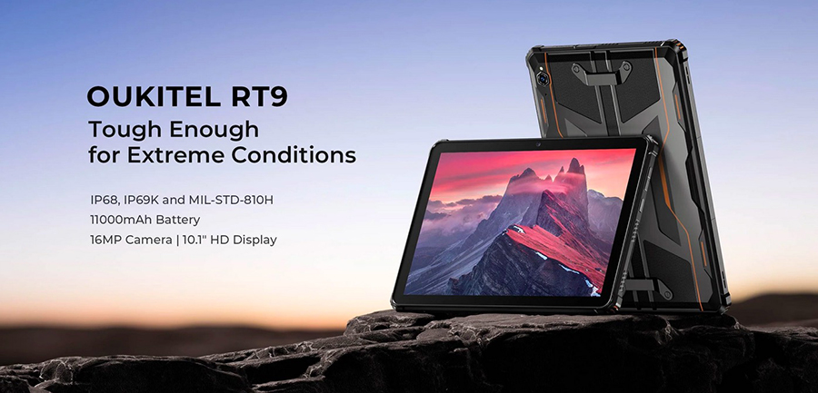 Oukitel RT9 Orange Rugged TabletRugged Tablet 10.1" HD Display 24GB RAM 256GB Waterproof Tablet 11000mAh Battery Android 14.0 Tablet PC