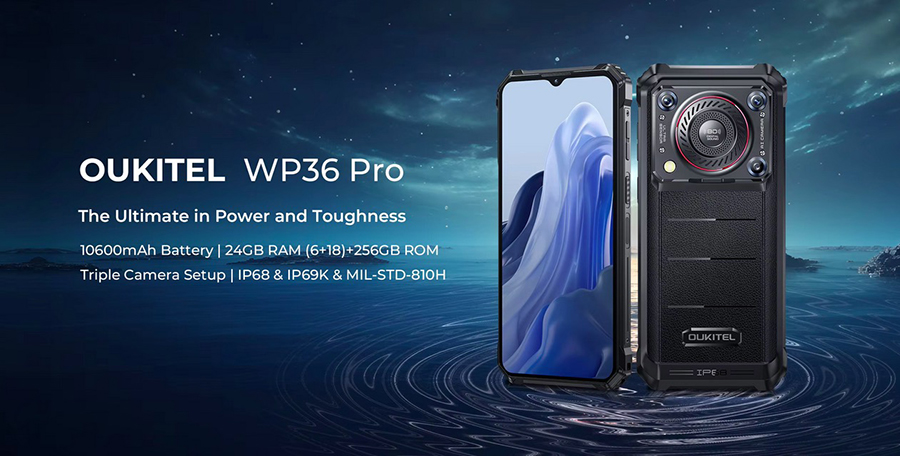 Oukitel WP36 PRO Rugged Smartphone Android rugged phone 126dB Speaker 10600mAh Battery Up to 24GB+256GB 6.52" HD