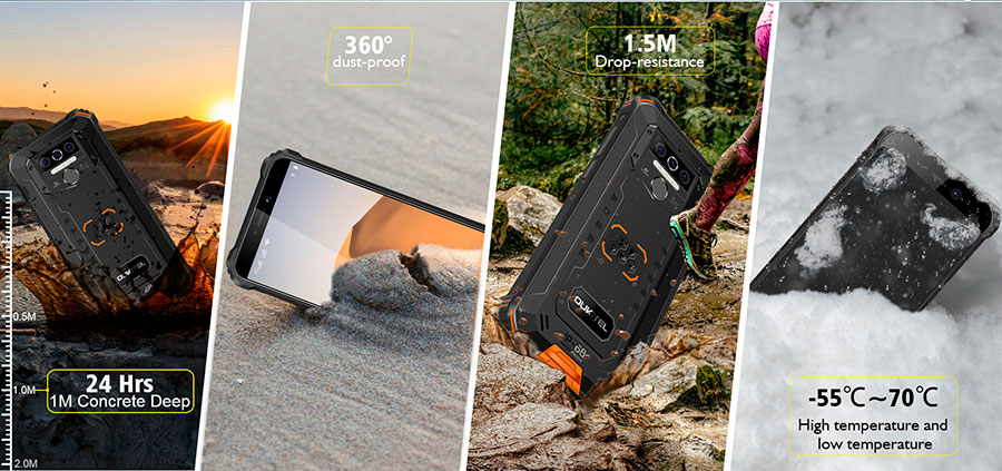 Oukitel WP5 4/32GB Black Смартфон является пыле и влагонепроницаемым, он имеет степень защиты IP68, а также выполнен в ударопрочном корпусе, который выдерживает падения с высоты 1,5 на твердую поверхность. Экран защищает стекло Corning Gorilla Glass.