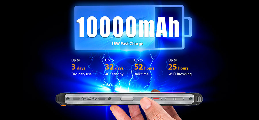 Oukitel WP6 6/128GB Orange емкость аккумулятора в этом противоударном телефоне потрясает целых 10000 мАч