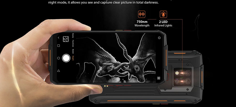 Oukitel WP7 8/128GB Black камера на основе инфракрасного датчика с функцией ночного видения, ультрафиолетовый стерилизатор, а также мощный фонарик Ultra Flashlight и аккумулятор емкостью 8000 мАч. 
