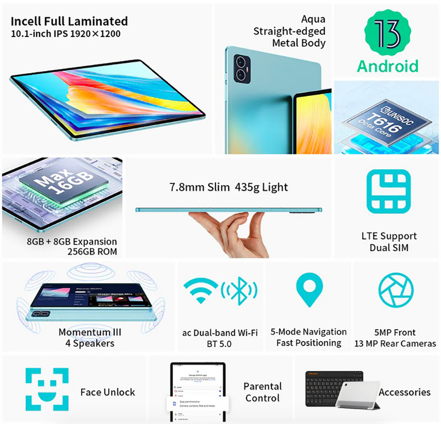 Teclast M50 Pro 8/256GB Blue processor UNISOC Tiger T616 