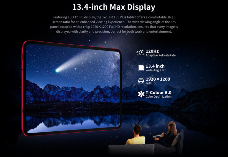 Teclast T65 Plus общий вид корпуса толщиной 8.3 мм и диагональю 13.4 дюйма
