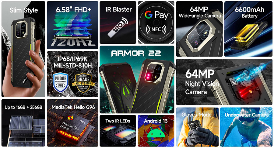 Ulefone Armor 22: Новый стандарт прочности. Водонепроницаемость и защита от падений в одной модели