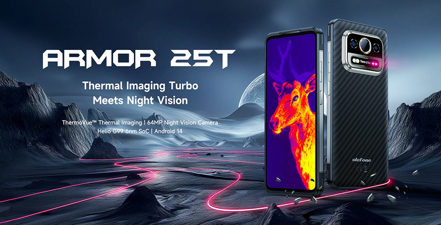 UleFone Armor 25T 6/256GB Black Splash, Water and Dust Resistant