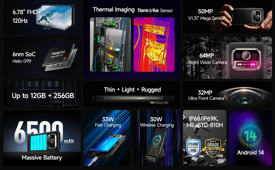 UleFone Armor 25T 6/256GB Black 6500mAh Battery