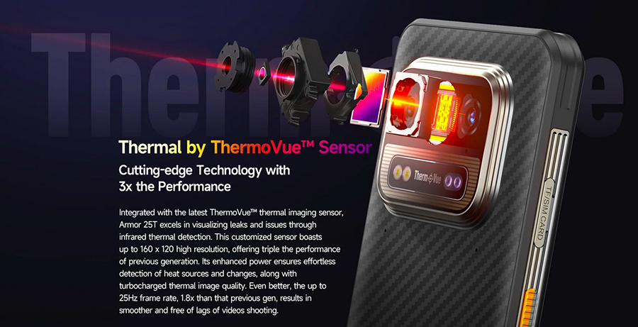 UleFone Armor 25T 6/256GB Black Integrated ThermoVue Thermal Imaging
