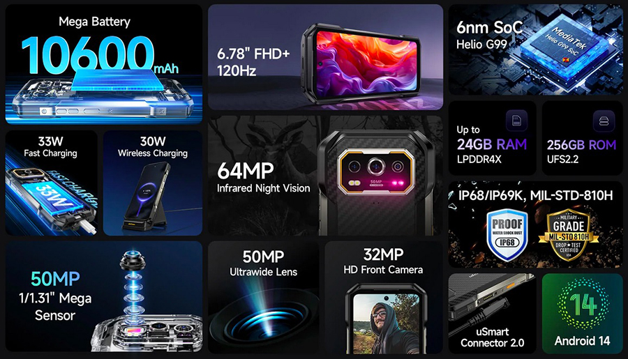 Ulefone Armor 27 12/256GB Black 10600mAh Battery