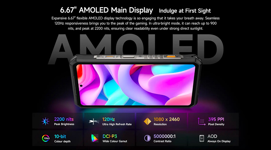 Ulefone Armor 28 Ultra Thermal Version 6.67‑inch 120Hz AMOLED AOD (Always-on Display）