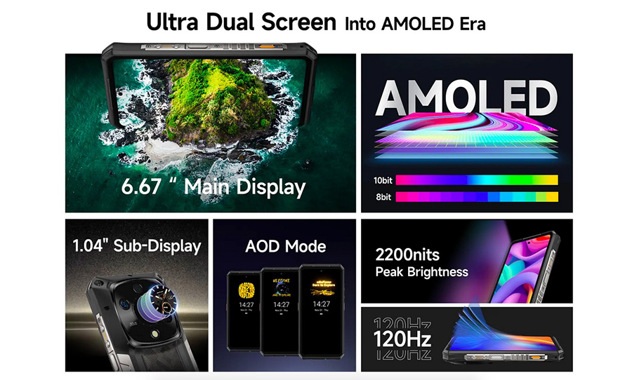 Ulefone Armor 28 Ultra AMOLED Peak Brightness：2200 nits