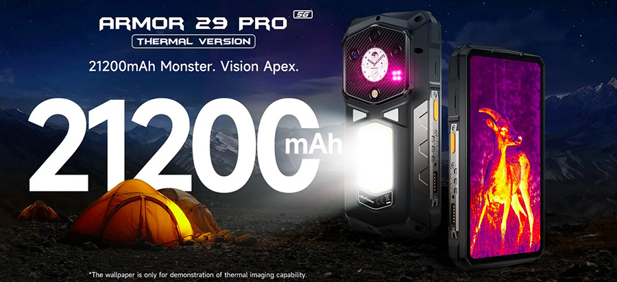 Ulefone Armor 29 Pro Thermal Version 16/512GB Black защищённый смартфон с тепловизором и мощной батареей