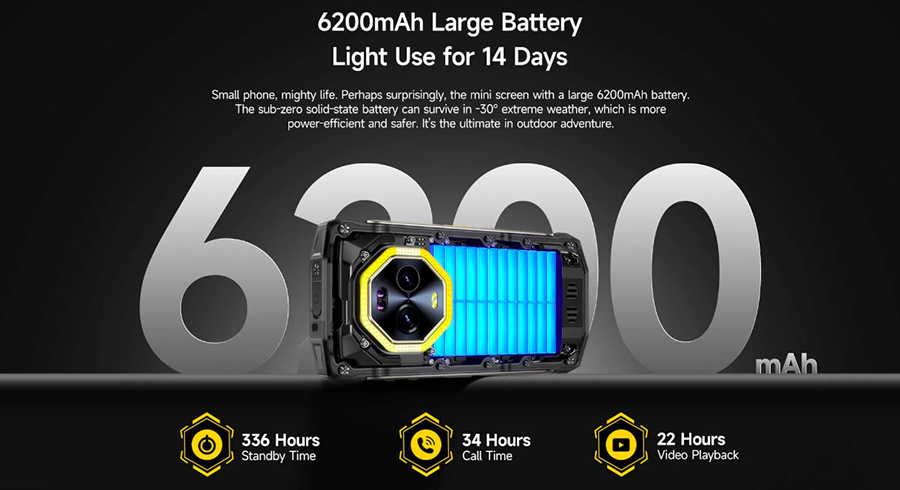 Ulefone Armor Mini 20 Pro 6200mAh Large Battery,33W Fast Charging, 15W Wireless Charging