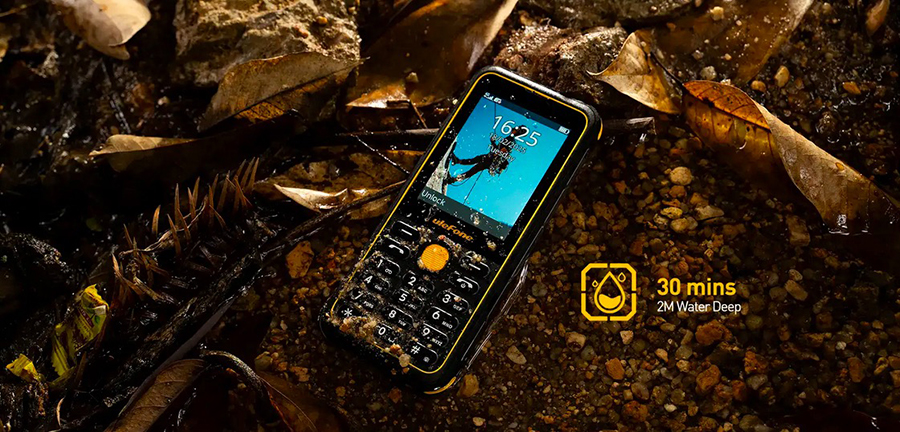 Защищённый кнопочный телефон Ulefone Armor Mini 4 4G с поддержкой 4G, защитой IP68 и прочным корпусом для активных условий.