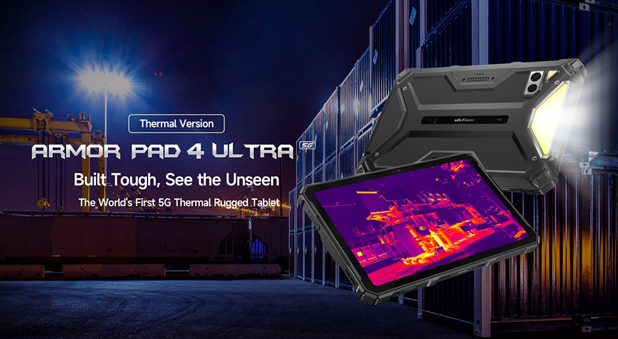 Ulefone Armor Pad 4 Ultra Rugged Tablet, 5G Unlocked Thermal Imaging 11800mAh Battery 10.36” 2K Display Android 14 OS 16+256GB 50MP