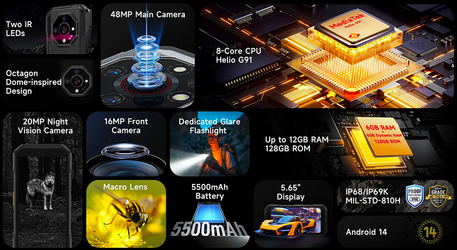 Ulefone Armor X32 6/128GB Orange с экраном 5.56 дюйма и корпусом с защитой IP69K