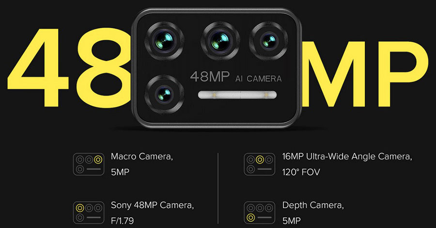 Umidigi Bison 6/128GB Red в защищенном от внешних воздействий дизайне и оснащенным 48 МП квадрокамерой, а также аккумулятором ёмкостью 5000 мАч