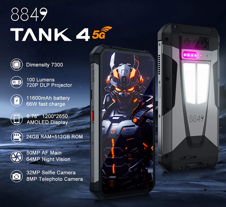 unihertz 8849 tank 4 12 512gb телефон с проектором