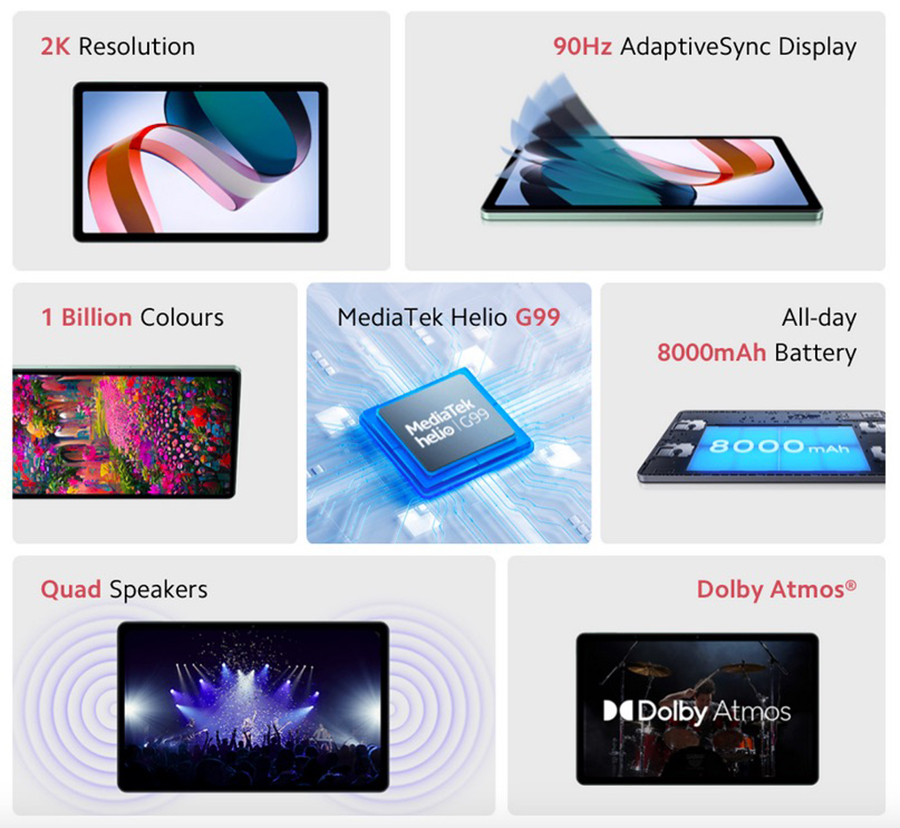 В Xiaomi Redmi Pad 6/128GB установлено 4 мощных динамика и поддержка Dolby Atmos 